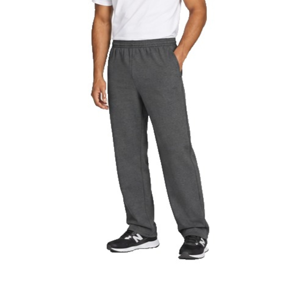 Hanes EcoSmart Mens Sweatpants Size M Charcoal Heather Fleece Pockets Open Leg